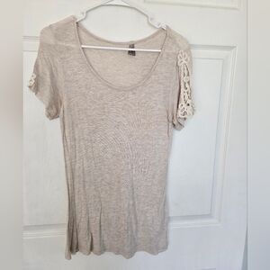 Women's Beige Top with Lace Detail
